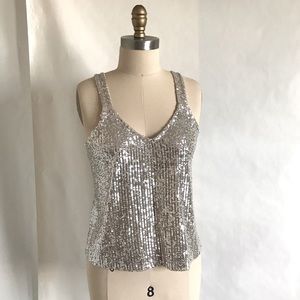 LOVE ON A HANGER | Sequin Tank Top Silver NWOT Size Medium